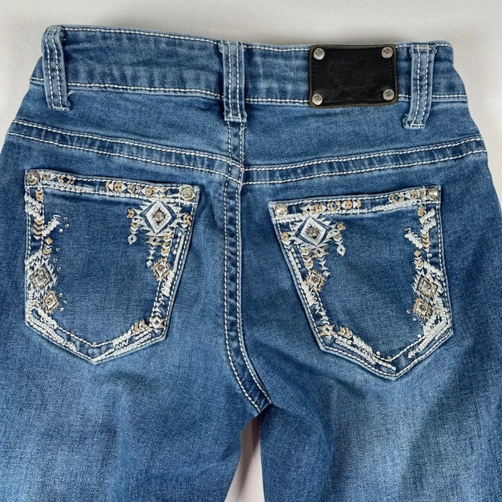 Wired Heart Embellished Jeans Aztec Pockets Girls‎ Size 12